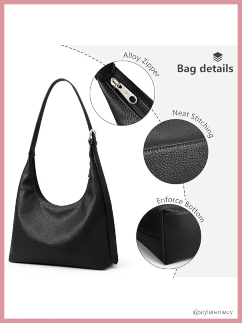 Women's Crescent Hobo Bag Vegan Leather Adjustable Shoulder Crossbody Tote